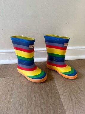 Hunter Rainbow Stripe Kids Rain Boots - Multicolor